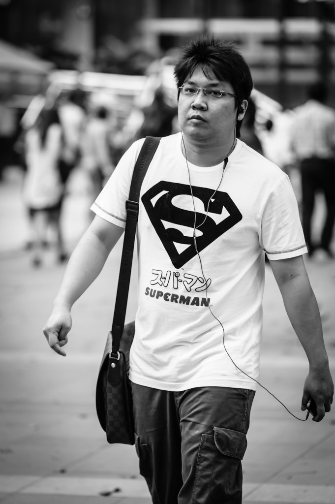 Street photography - Man in Superman t-shirt
