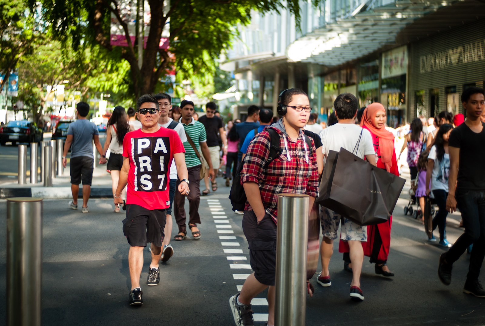 People crossing the street in Orchard Road