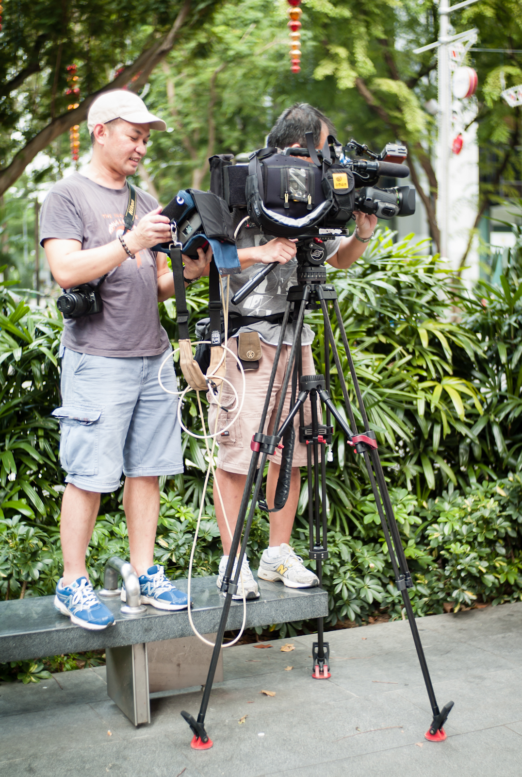 Video crew at work along Orchard Road