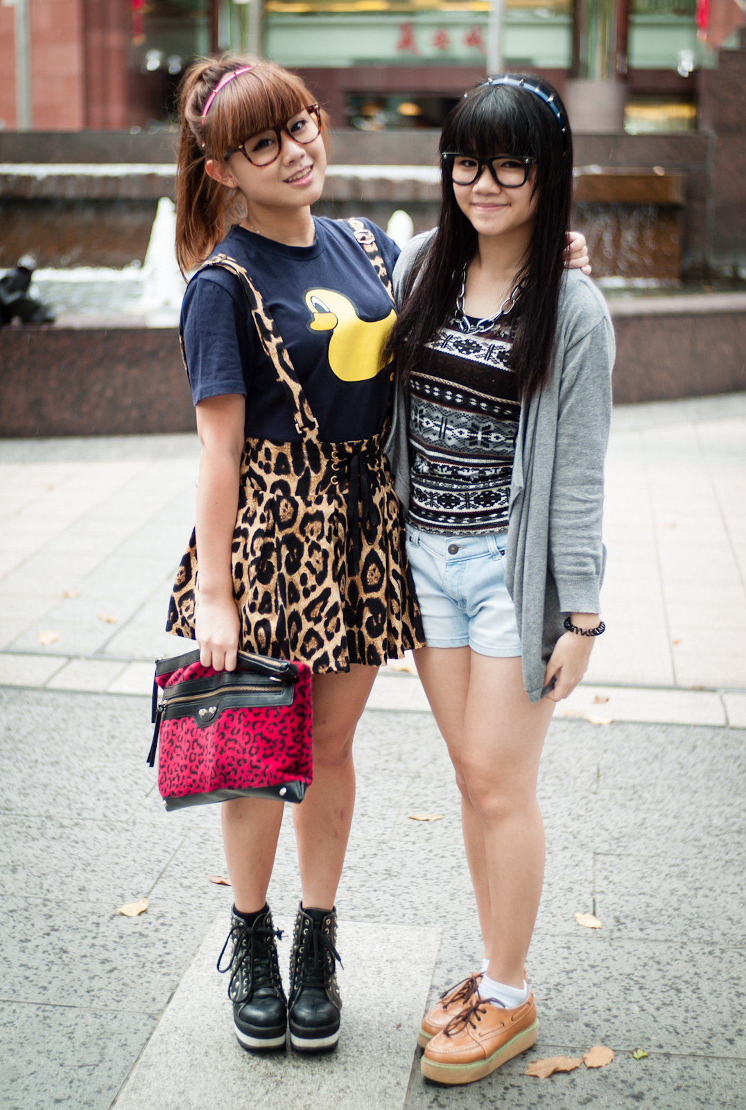 Two teenage girls in Orchard Road Singapore