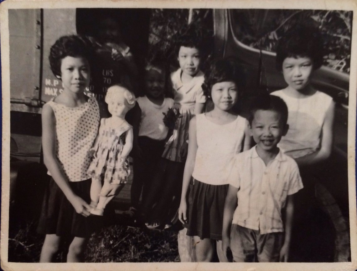 Polaroid photo of siblings